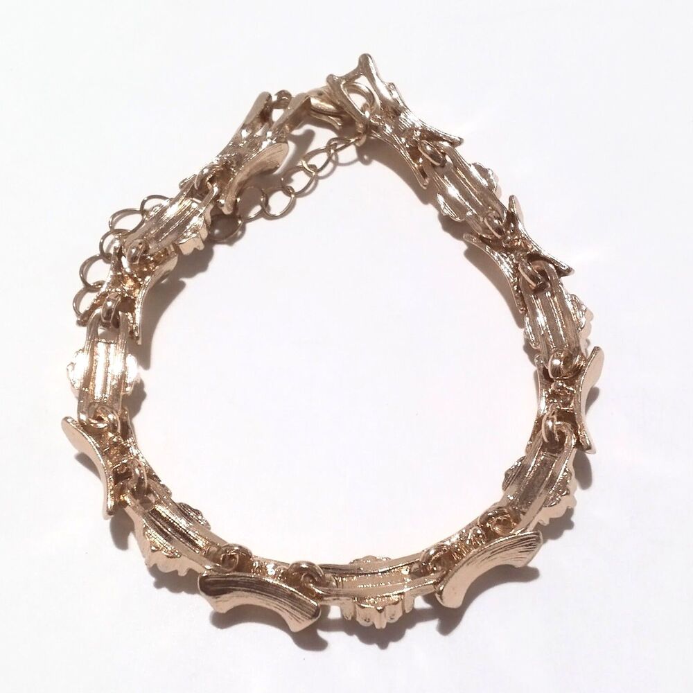 Vintage Gold Tone Faux Pearl Cluster Link Bracelet 7" Adjustable - Picture 10 of 10